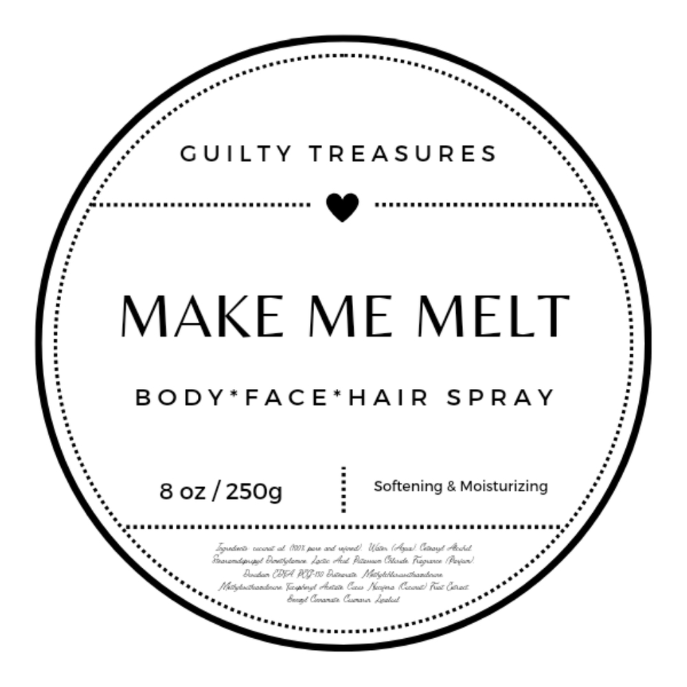 Guilty Treasures Make Me Melt Body Face Hair Spray NEW!